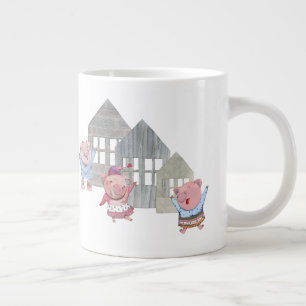 Caneca De Café Grande Três Pequenos Porcos com suas Casas