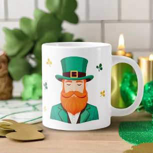 Caneca De Café Grande Trevo de Leprechaun Dia de São Patrício