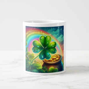 Caneca De Café Grande Trevo do dia do Rainbow Saint Patrick