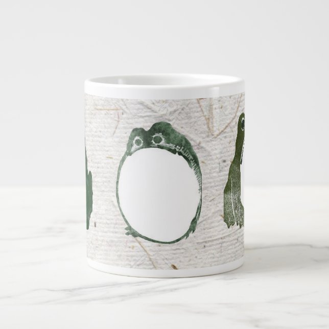 Caneca De Café Grande Trio de Sapos Engraçados Japoneses Sapos do Século (Frente)