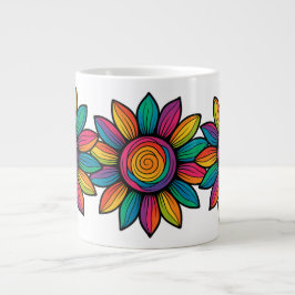 Caneca De Café Grande Trippy Sunflower