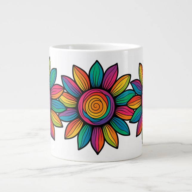 Caneca De Café Grande Trippy Sunflower (Frente)