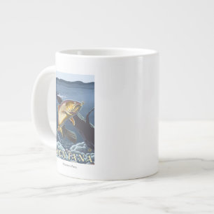 Caneca De Café Grande Troço de pesca de trutas - Montana