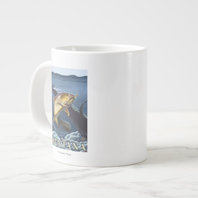Caneca De Café Grande Troço de pesca de trutas - Montana (Frente Esquerda)