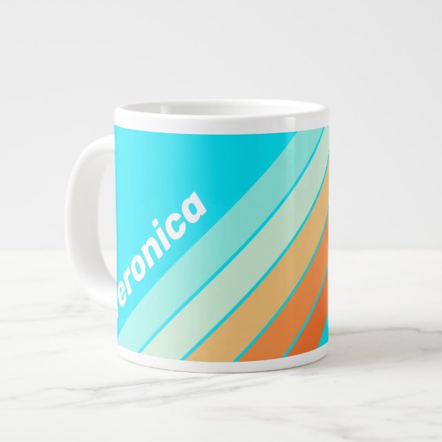 Caneca De Café Grande Tropic Splash Striped with Name (Frente Esquerda)