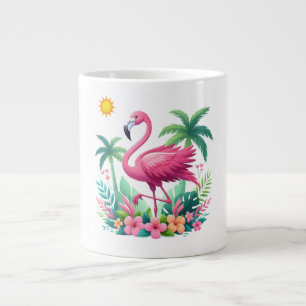 Caneca De Café Grande Tropical/Flórida rosa flamingo