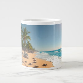 Caneca De Café Grande Tropical Golden Shell Beach Chic
