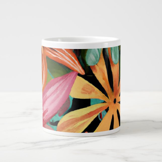 Caneca De Café Grande tropical/havaiano/floral/floral (Frente)