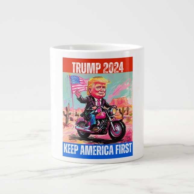 CANECA DE CAFÉ GRANDE TRUMP 2024 MANTÉM A AMÉRICA PRIMEIRA (Frente)