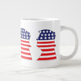 Caneca De Café Grande Trump vermelho branco e azul