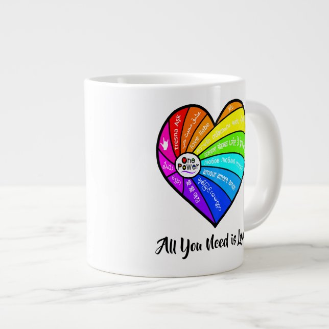 Caneca De Café Grande Tudo o que Você Precisa é Amor (Frente Esquerda)
