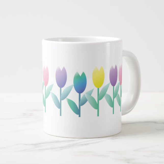 Caneca De Café Grande Tulip Primavera Tulipa Nova Jumbo Mug Residencial (Frente Esquerda)