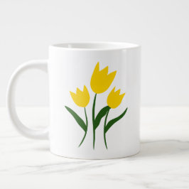 Caneca De Café Grande Tulipas Amarelas