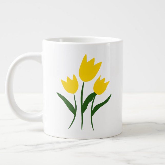 Caneca De Café Grande Tulipas Amarelas (Esquerda)