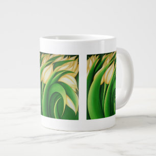 Caneca De Café Grande Tulipas Amarelas Iluminantes Estilizadas