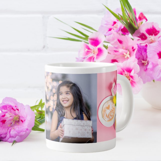 Caneca De Café Grande Tulipas com personalização fotográfica Ama-te Mãe (Criador carregado)