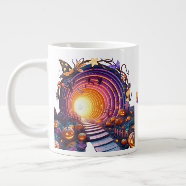 Caneca De Café Grande Túnel Misterioso de Abóbora de Halloween 3D (Esquerda)