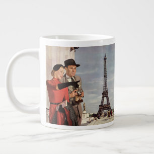 Caneca De Café Grande Turistas Antigos na Torre Eiffel, Férias em Paris