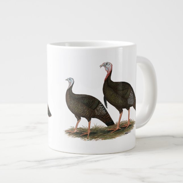 Caneca De Café Grande Turkeys East Wild Pair (Frente Esquerda)