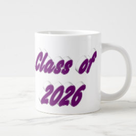 Caneca De Café Grande Turma de 2026 tipografia roxa graduação