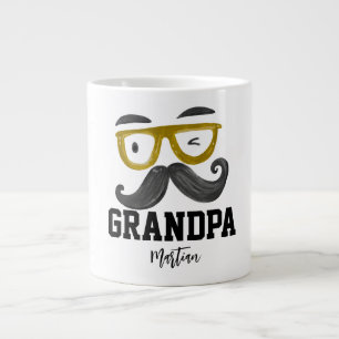 Caneca De Café Grande Turmas amarelas engraçadas e bigode Vovô personali