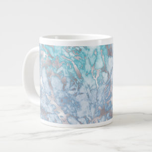 Caneca De Café Grande Turquesa Blue Silver Marble