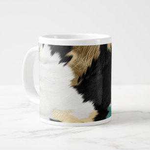 Caneca De Café Grande Turquesa Dourada, Espinho Branco Preto