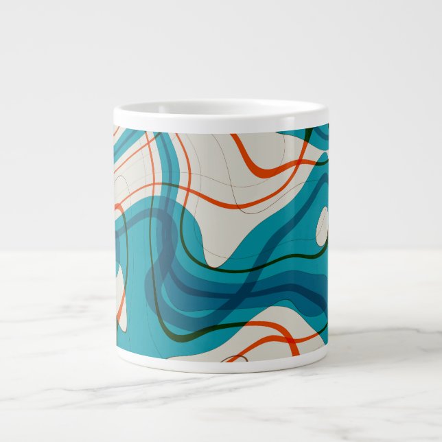 Caneca De Café Grande Turquesa e rochas vermelhas (Frente)