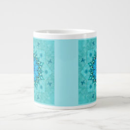 Caneca De Café Grande Turquesa Natureza Mandala