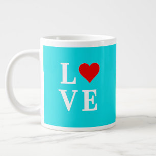Caneca De Café Grande Turquoise Blue LOVE Modern Na moda