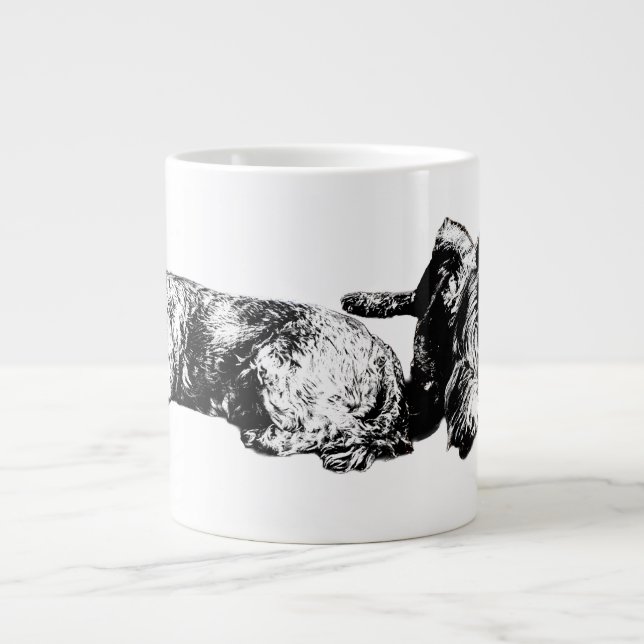 Caneca De Café Grande Two Schnauzers – Black & White Dog Mug (Frente)