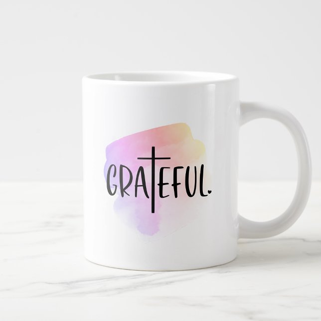 Caneca De Café Grande Typografia Grateful Cross (Criador carregado)
