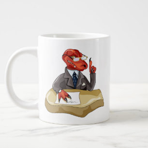 Caneca De Café Grande Tyrannosaurus Rex Boss Sentado Em Uma Mesa. 2