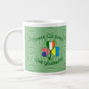 Caneca De Café Grande Ucraniano Irlandês USA Flags Shamrock Personalizad