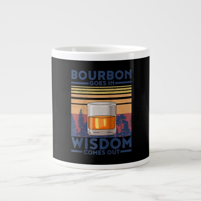Caneca De Café Grande Uísque Bourbon Entra, Sabedoria Sai (Frente)