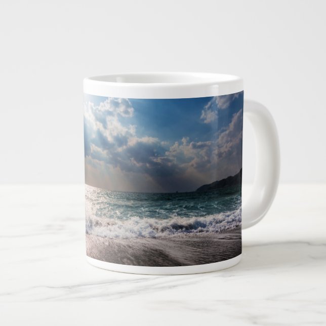Caneca De Café Grande Último dia na praia (Frente Esquerda)