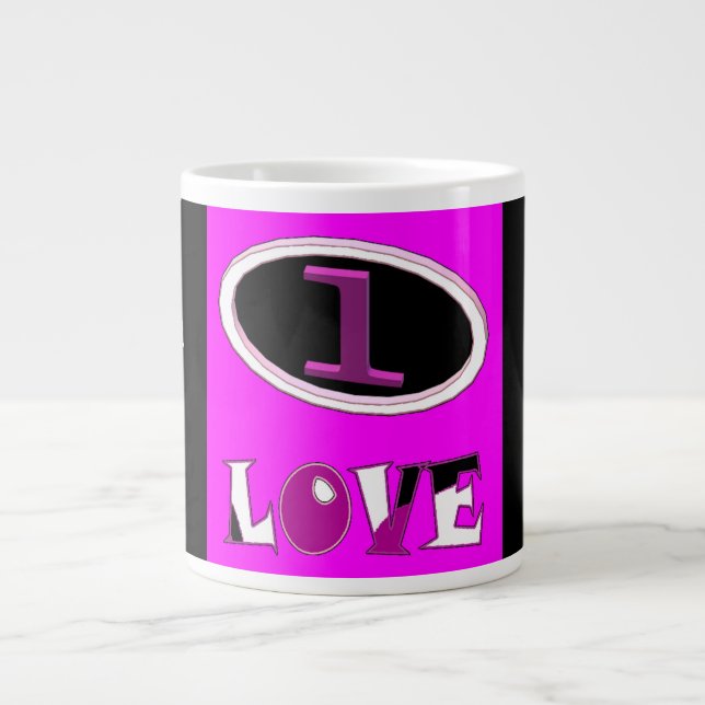 Caneca De Café Grande Um amor, o rosa, diga alto. (Frente)