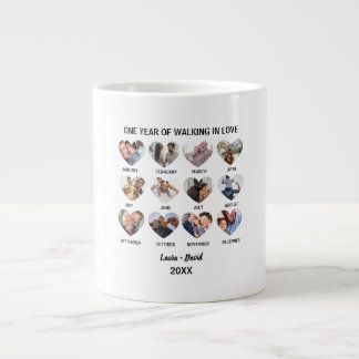 Caneca De Café Grande Um Ano de Caminhar no Amor 12 Coração Colagem de F