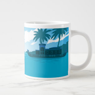 Caneca De Café Grande Um barco no mar