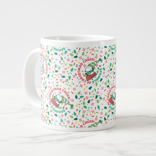 Caneca De Café Grande Um borrão de Natal Cheer Pattern (Frente Esquerda)