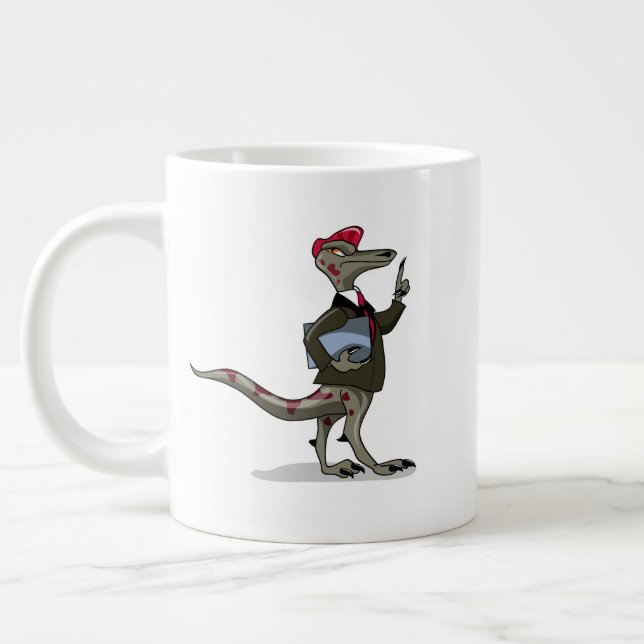 Caneca De Café Grande Um Cartoon Iguanodon Clerk. (Esquerda)