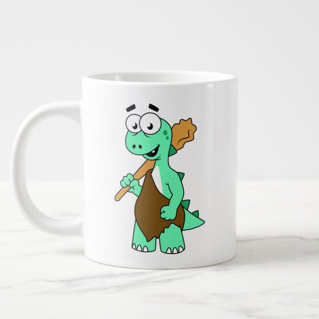 Caneca De Café Grande Um desenho animado Tyrannosaurus Rex Caveman. (Esquerda)