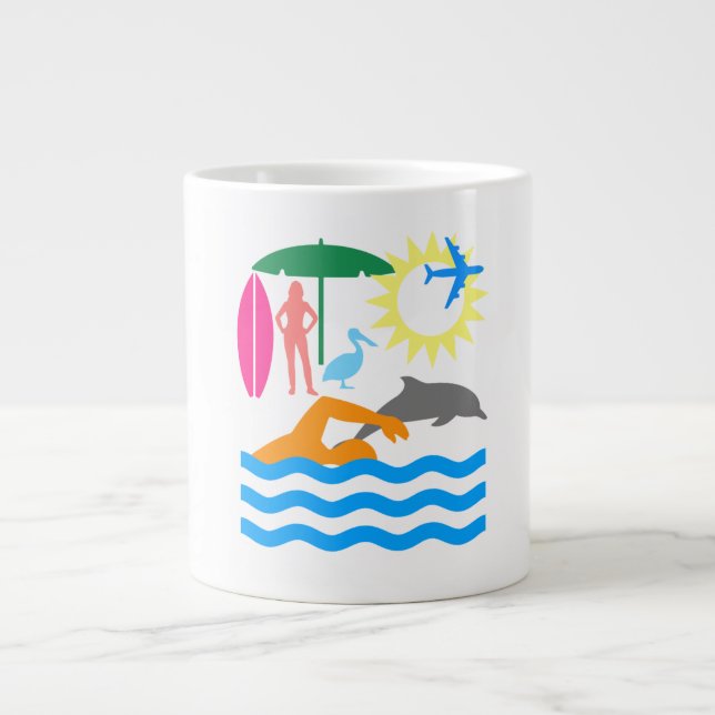 Caneca De Café Grande Um dia na praia (Frente)