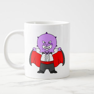 Caneca De Café Grande Um Dinossauro Ceratops Vestiu Como Conde Drácula.