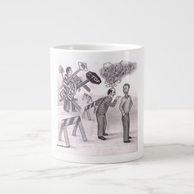 Caneca De Café Grande Um homem irritado apontando um dedo para outro hom (Frente)