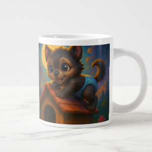 Caneca De Café Grande Um Lobisomem Bonito na Casa dos Cachorros Fantasia