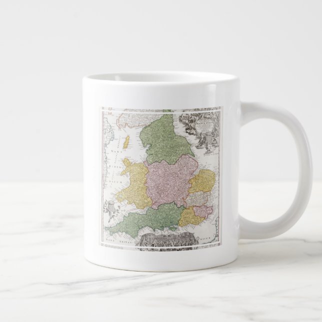 Caneca De Café Grande Um mapa da Inglaterra| 1760 (Direita)