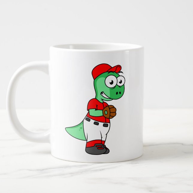 Caneca De Café Grande Um Paquicéfalossauro Baseball Pitcher. (Esquerda)