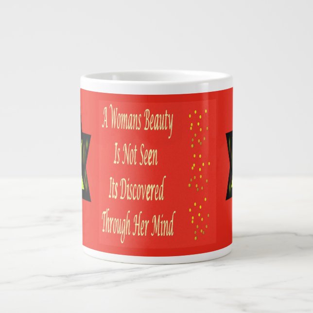 Caneca De Café Grande Um poema de mensagem de beleza feminina (Frente)