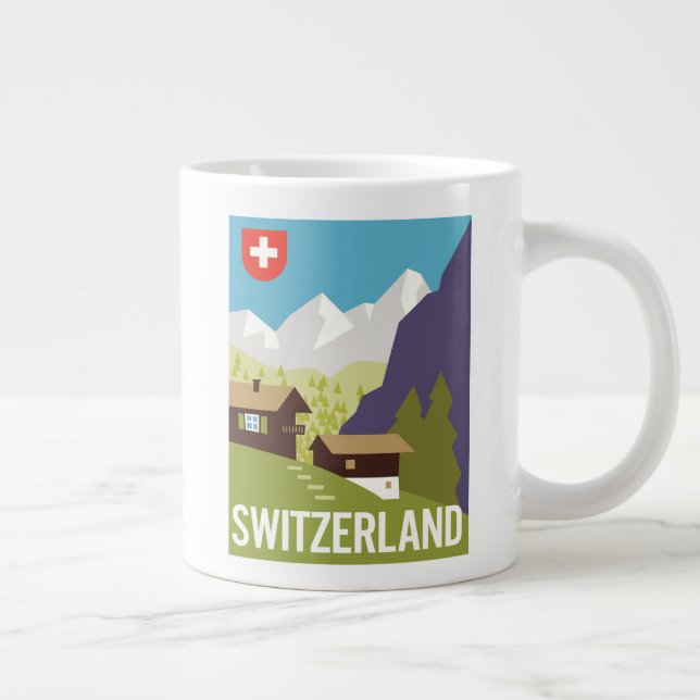 Caneca De Café Grande Um Poster de viagens de Suiça (Direita)